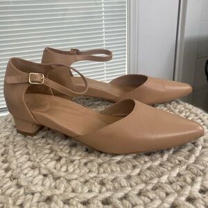 Bared Footwear Nude Flats with Ankle Strap